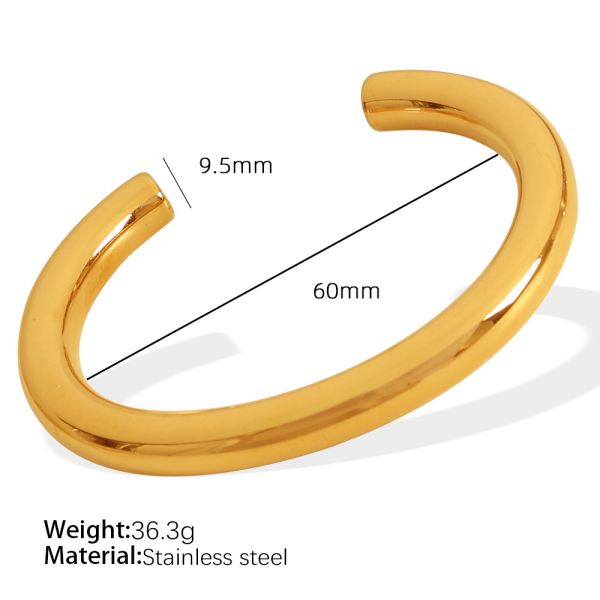 1 piece simple series classic solid color stainless steel 18k gold plated women's bangles